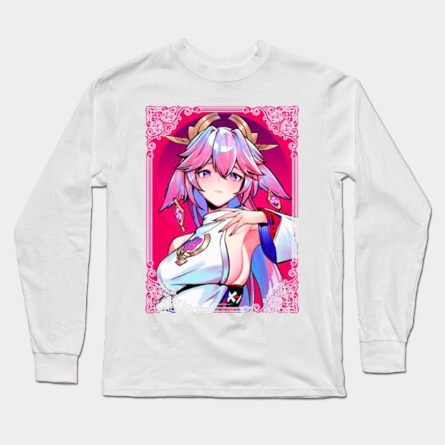 Temptatious Yae Miko Long Sleeve T-Shirt by SaucyBandit